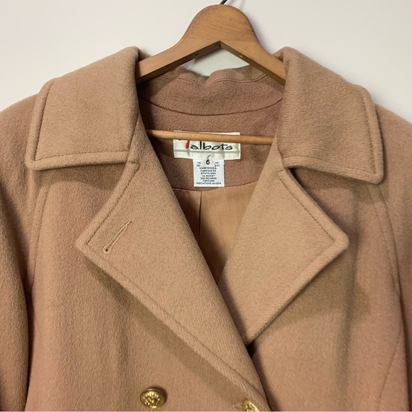 [Talbots] Women's Camel Tan Preppy Wool Blend Heavy Pea Coat Jacket - Picture 3 of 10